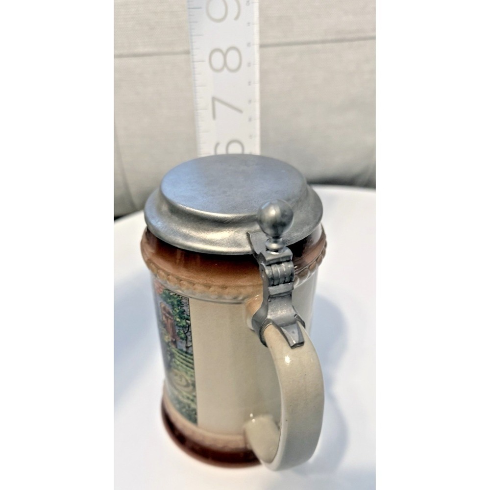 Vintage Gerz W German Stein w Screened Horse Drawn Beer Wagon & Pewter Lid - Picture 7 of 10